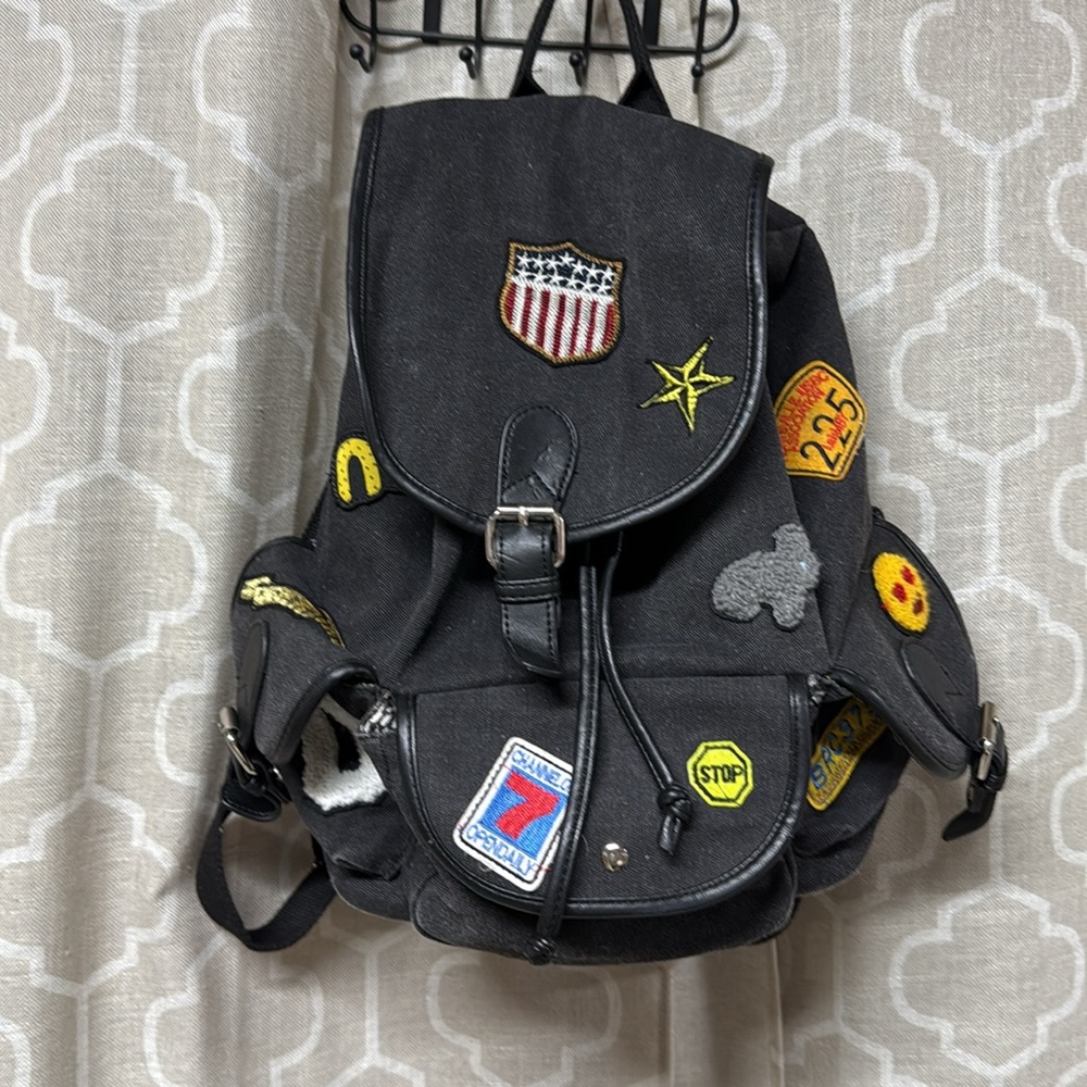 Dream Control Black Canvas Patchwork Backpack Med… - image 2